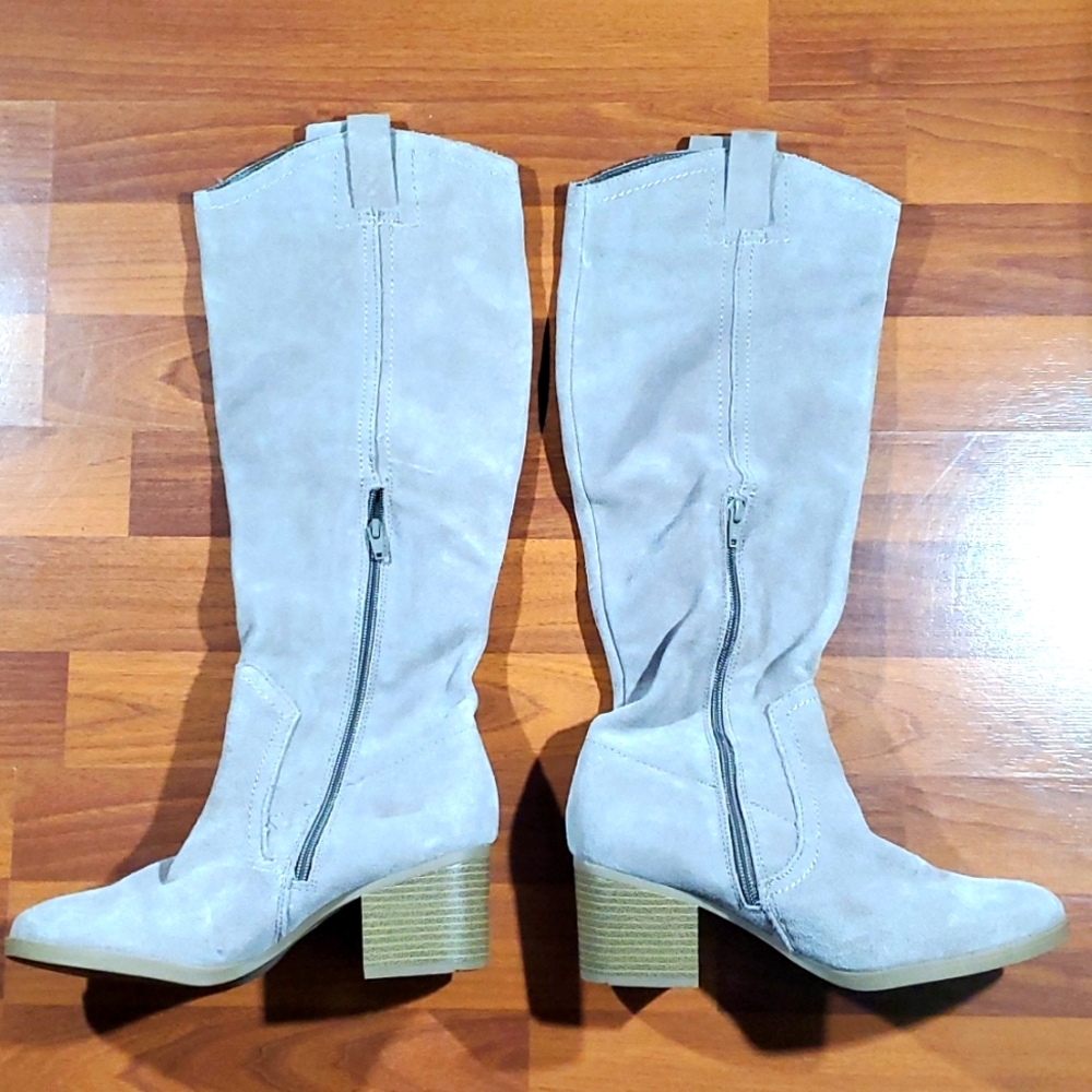 White Montana leather tall boots